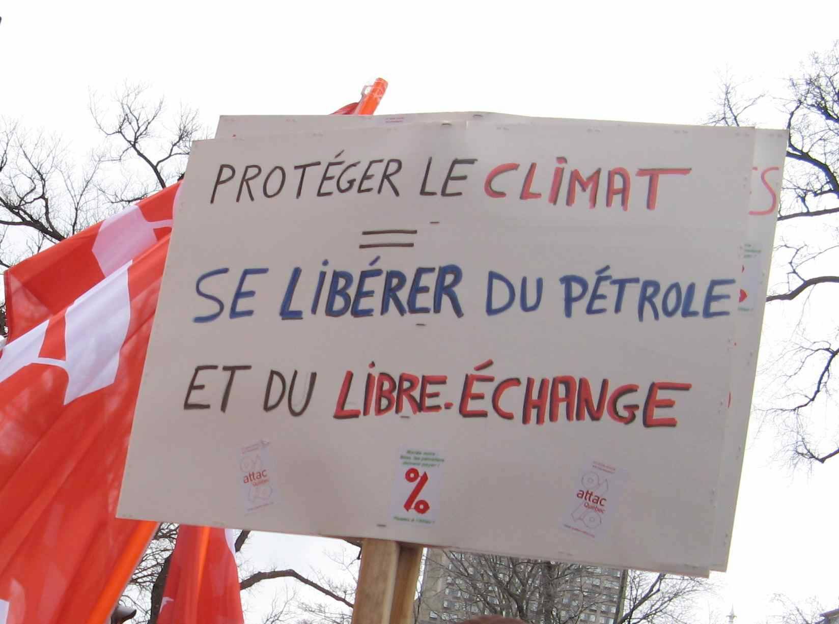 Protéger le climat = Se libérer du pétrole et du libre-échange